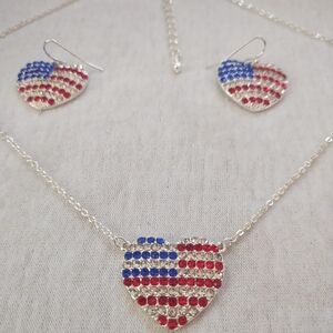 American Flag Earrings and Necklace set for Women